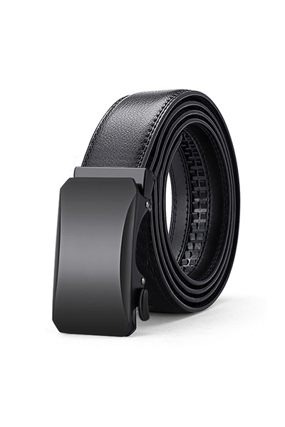 OEM Curea bărbătească, piele naturală, reglabilă, 125 cm, neagră