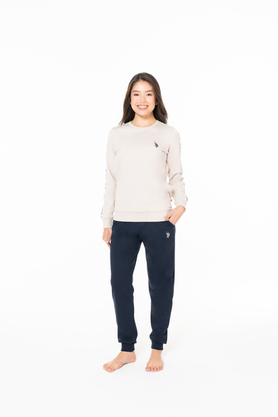 U.S. Polo Assn. Set de pijamale din bumbac pentru femei, licențiat, 20120-BEJ-XL