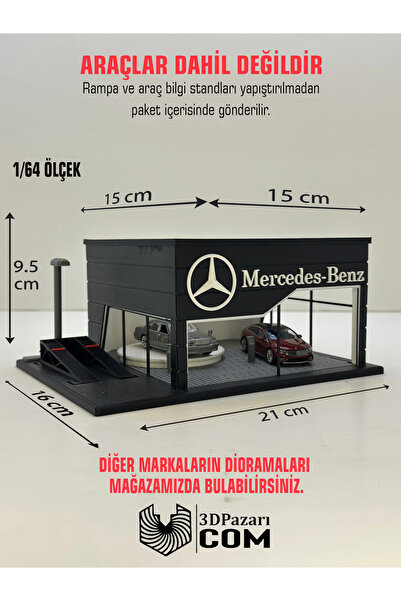 Butik 3D Baskı 1/64 Ölçekli Mercedes Showroom Tasarımlı Diorama Araç Sergilem...