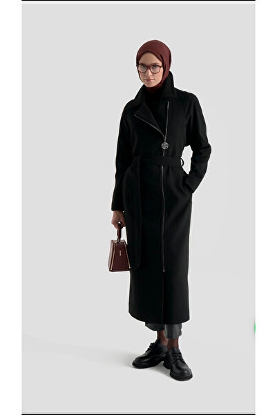 Armine TREND New Season Double-Breasted Collar Zippered Cashmere Coat