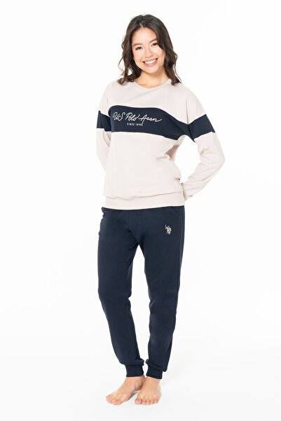 U.S. Polo Assn. Set de pijamale pentru femei, cu gât turnat și mâneci lungi, ...