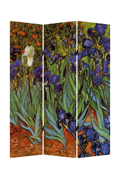 StellaStore Van Gogh 3 Kanatlı Oda Bölücü Çift Taraflı Kanvas Paravan