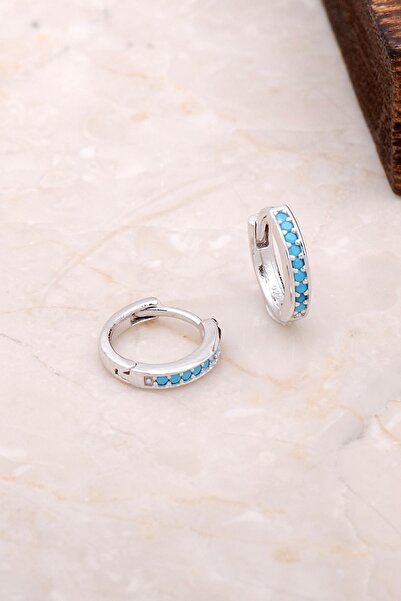 Sümer Telkari Turkuaz Mini Boy 12 mm Gümüş Halka Küpe 4971