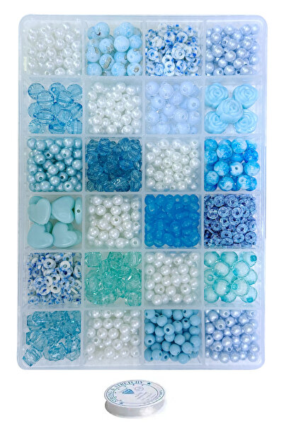 By MO Accessories Çocuklar İçin Mavi Boncuklar ve Figürlerle İnci Boncukla Ta...