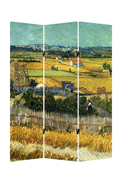 Genel Markalar Stellastore Vincent Van Gogh The Harvest 3 Kanatlı Oda Bölücü Çift Taraflı Kanvas Paravan