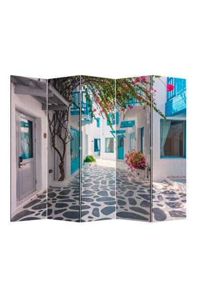 StellaStore Manzara 6 Kanatlı Oda Bölücü Çift Taraflı Kanvas Paravan