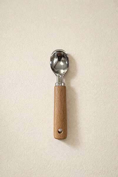 Bohemian Natural Wooden Handle Stainless Steel Ice Cream Spoon