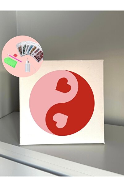 YADA Pembe Kalpli Ying Yang - Rhinestone Kit, Diamond painting, Kristal Taş Y...