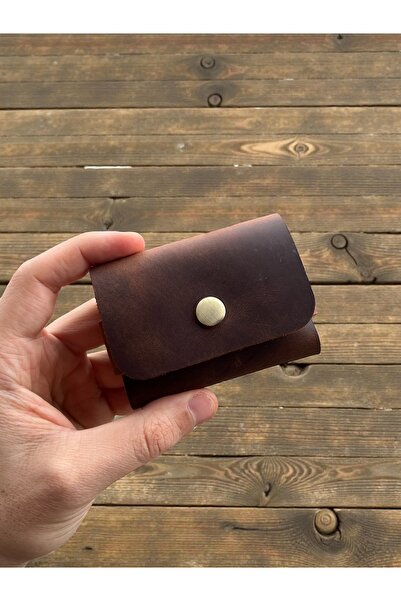 Mess collection El Yapımı Hakiki & Gerçek Deri Tek Çıtçıtlı Yatay Kartlık/kiş...