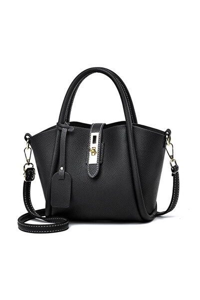 OEM Geantă de damă din piele ecologică cu pandantiv, curea de umăr și două mâ...