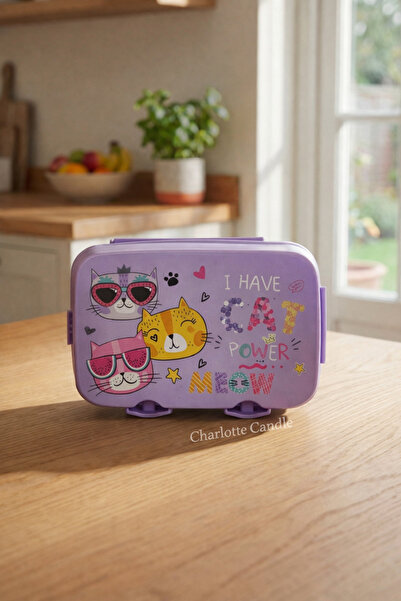 Charlotte Candle CatPower Diktörtgen Model Kendinden Çatal Kaşıklı 4 Bölmeli ...