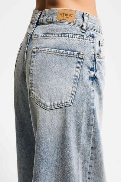it's basic Kadın T.Kot Rengi Hera 4s6-67 Palazzo Fit %100 Koton Orta Bel Denim Jean