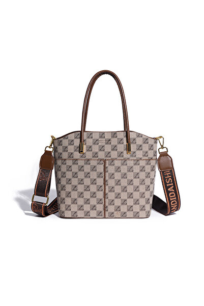 OEM Geantă de damă cu curea de umăr detașabilă, două mânere fixe, piele ecolo...