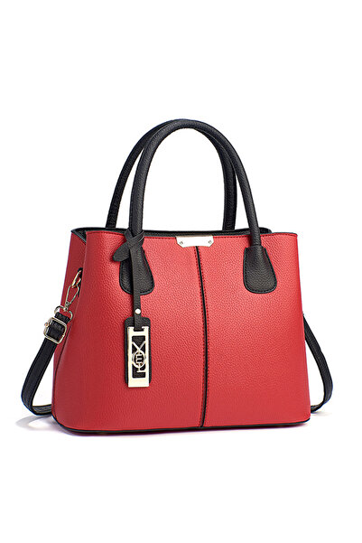 OEM Geantă de damă cu pandantiv, curea de umăr și două mânere fixe, 7 compart...