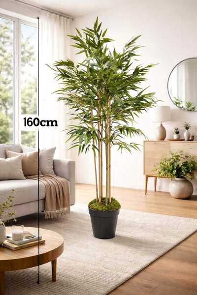 MAKİ DEKOR YAPAY BAMBU 6 GÖVDELİ LÜKS YAPRAKLI 160 CM BOYUNDA DEKORATİF MODER...