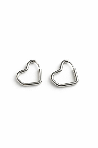 Leo'Stone أقراط فولاذية نسائية بتصميم دائري على شكل قلب من سلسلة مميزة لا تفق...