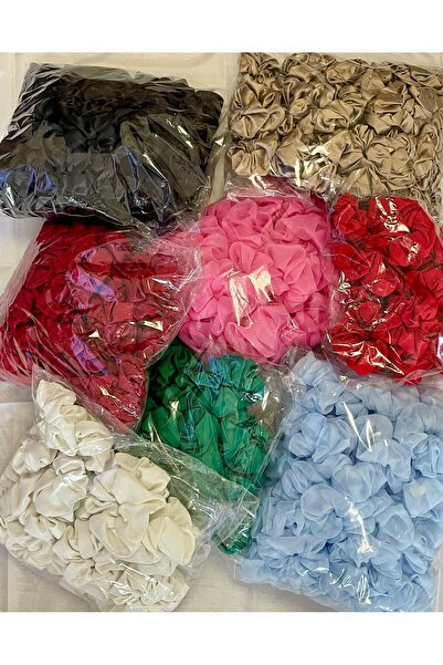 D&GSEWİNGSHOP BEJ/AÇIK KAHVERENGİ SATEN TOPTAN 20'Lİ LASTİK TOKA