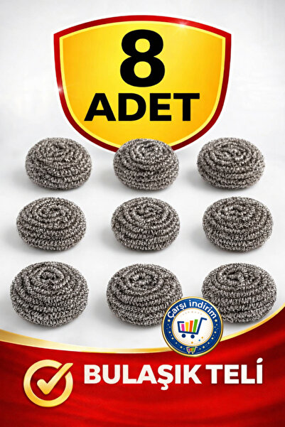 nistabolje 8 Adet Bulaşık Teli Pratik ve Kolay Ovma Teli Ekonomik Toptel Sürt...