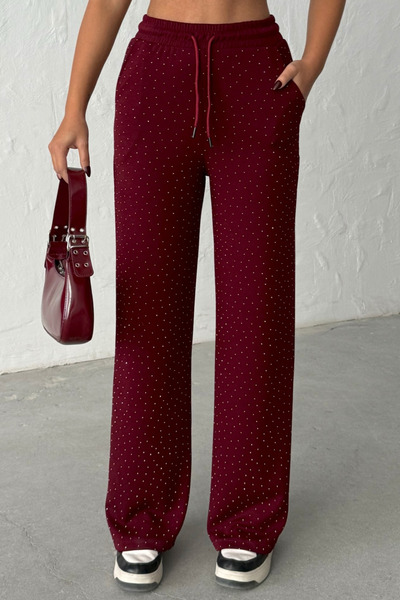 veres Ženske Viva bordo crvene Sa kamenčićima Modal tkanine Široke nogavice S...