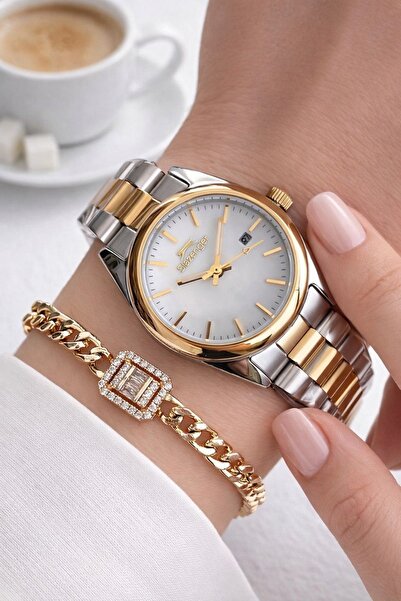 Slazenger 24 Ay Garantili Sedef Katran 30 Mt Suya Dayanıklı Gümüş/sarı Kadın ...