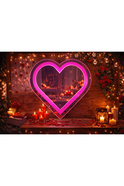 Digital Aynanın Kalbi Kumlamalı Işıklı Renk Seçeneği Kalp Ayna