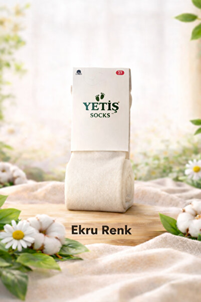 YETİŞ Kız Bebek & Çocuk Pamuklu Düz Ekru Külotlu Çorap 3 lü