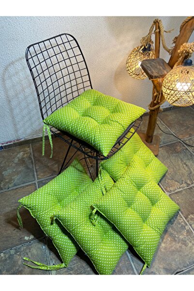 FELIX HOME Pofidik yeşil puantiyeli sandalye minderi