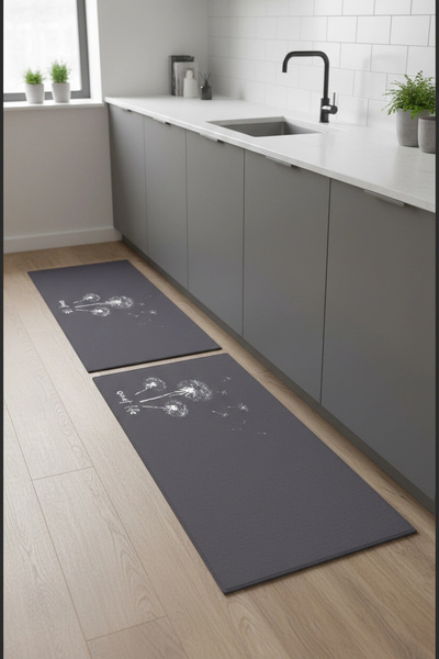 Valerine Life Mutfak Yolluğu Halısı Sakin Yaşam Gri Tezgah Önü Paspası İkili ...