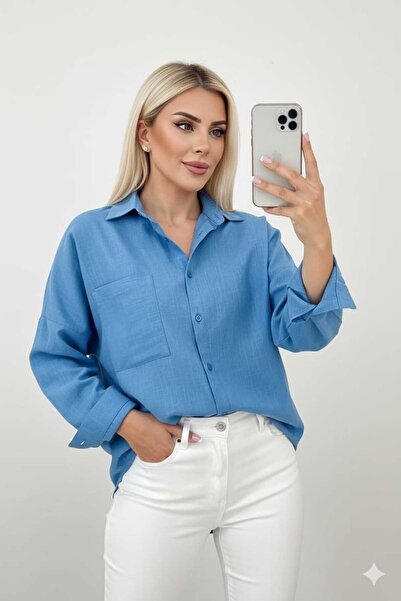 HC Boutique Oversize Linen Shirt - Large Single Pocket, new model