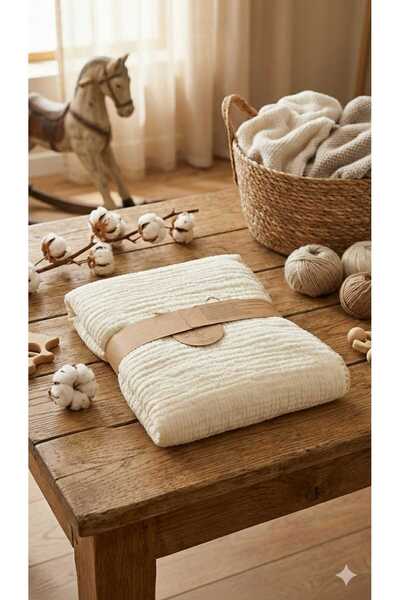 Primula Studio Organic Cotton Muslin Baby Blanket - Shepherd's Stitched 80X90...
