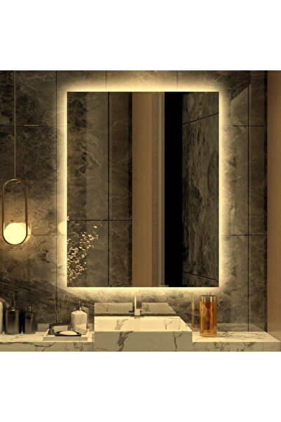 NUUN DEKOR 90x70cm Günışığı Ledli Banyo Lavabo Ofis Makyaj Kuaför Aynası - Tr...