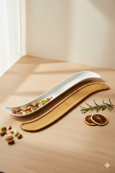 Paçi Bambulu Porselen Çerezlik Zeytinlik