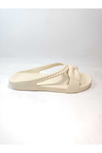 KAŞGAR Women's Beige Non-Slip Sole Bathroom Balcony Beach Street Slippers