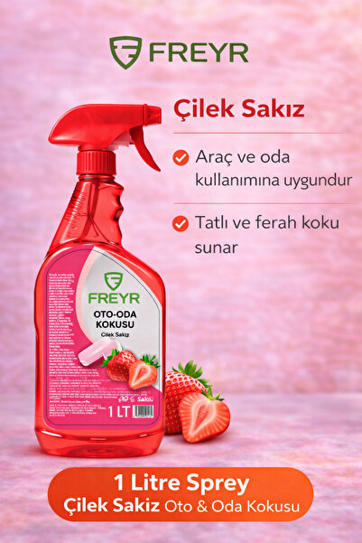 FREYR Oda ve Oto Parfüm Çilek Sakız 1 Lt | Kalıcı Oda Parfümü ve Araç İçi Tat...