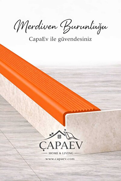ÇAPAEV Turuncu-pvc Merdiven Burunluğu Oluklu Kaymayı Önleyici Pvc Merdiven Ka...