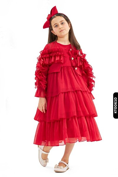 Belladonna Fırfırlı, Bohçalı, BüzgüFırfır Kollu, Düğmeli Ceketli 3lü Kız Çocu...