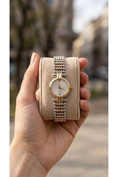 KLISHE Butik ساعة نسائية من الفولاذ باللون الذهبي والفضي بتصميم أنيق ورائع بأ...