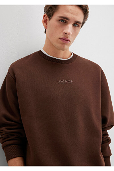 Mavi Braunes Sweatshirt mit Jeans-Details 0S10586-88067