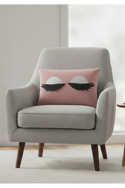 Nisahometeks Leke Tutmaz Silinebilir Kirpikli Kırlent Yastık Kılıfı 50*32 cm