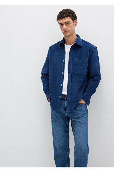 Mavi Cămașă din catifea bleumarin Loose Fit / Loose Confortabil croială 02117...