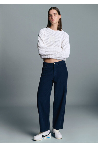 Mavi Navy Blue Velvet Trousers 1011174-80729