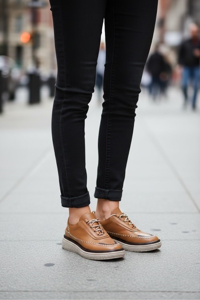 Mammamia Kadın Casual Ayakkabı - Şık ve Konforlu - Taba Siyah - D25KA-115-B