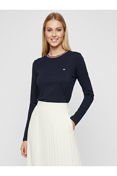Tommy Hilfiger Women Long Sleeve Crewneck Logo Regular T-shırt