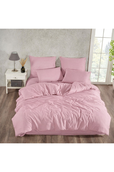 Beğenal Double Striped 100% Cotton Satin Duvet Cover Set