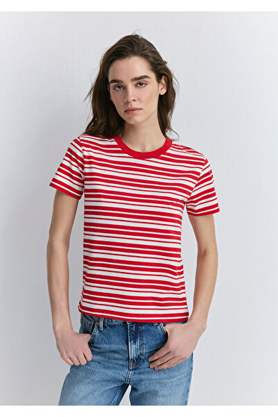 Mavi Червена раирана тениска Slim Fit / Slim Cut 1613084-85422