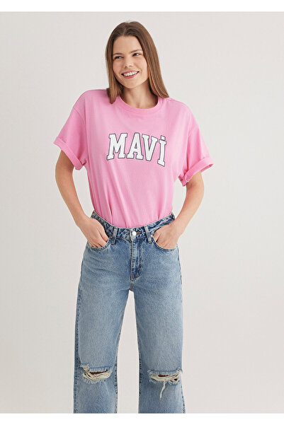 Mavi Logo Printed Pink T-Shirt Oversize / Wide Cut 1600843-71032