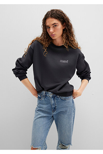 Mavi Logo Baskılı Antrasit Sweatshirt 1611656-82185