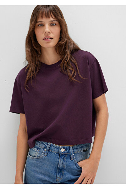 Mavi Bisiklet Yaka Mor Basic Tişört Boxy Fit 1611651-70635