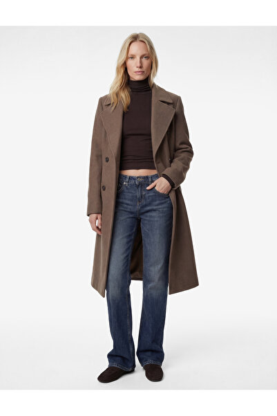 Koton Μακρυμάνικο παλτό με τσέπες διπλό πέτο με ζώνη