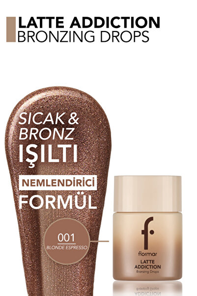 Flormar Latte Nemlendirici Etkili Sıcak Bronz Işıltılı Yüz ve Vücut Bronzer'ı - 001 Blonde Espresso